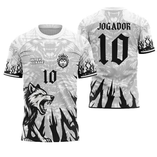Camisa Branca Interclasse Lobo 2026 – Arte Vetorial Exclusiva para Uniformes Escolares