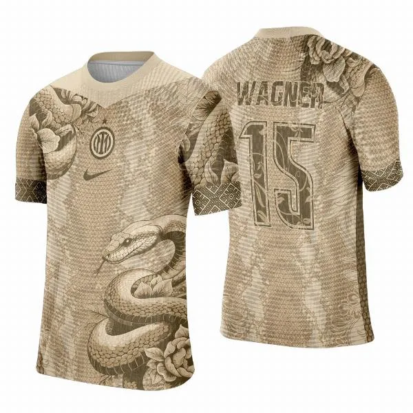 Camiseta unissex branca com logo no peito e estampa grande nas costas apresentando cobra bege estilizada no tema Interclasse Cobra Bege 2025.