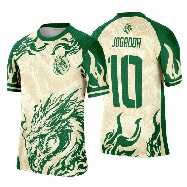 Arte Vetor Camisa Interclasse Bege Dragão Verde 2025 - 0247