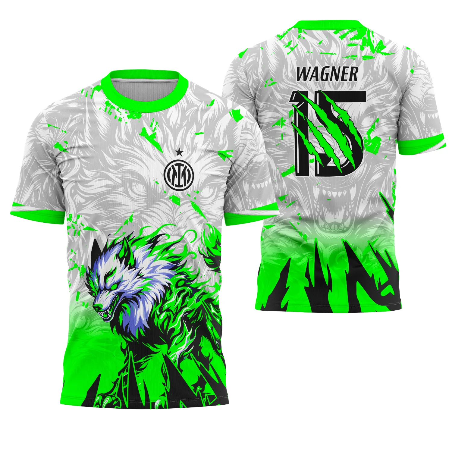 Camiseta unissex preta com logo no peito e estampa grande nas costas mostrando Lobo Verde 2025 do Interclasse, design marcante e esportivo para quem valoriza estilo e identidade.