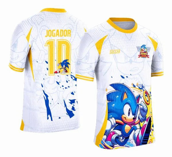 Camiseta unissex preta com logo no peito e estampa grande nas costas do Interclasse Sonic 2025, trazendo estilo jovem e esportivo para o visual casual.