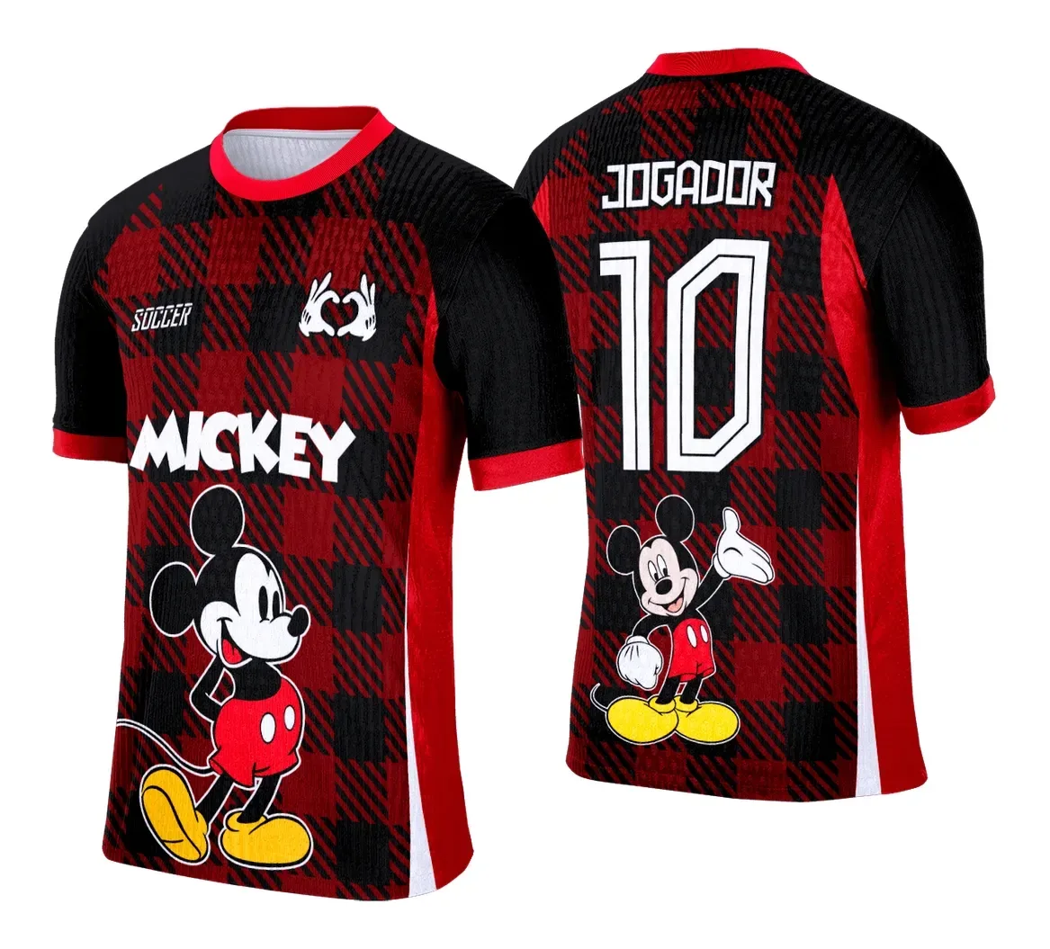 Camiseta unissex branca com logo no peito e estampa grande nas costas do Interclasse Mickey 0221, perfeita para estilo casual e eventos temáticos.