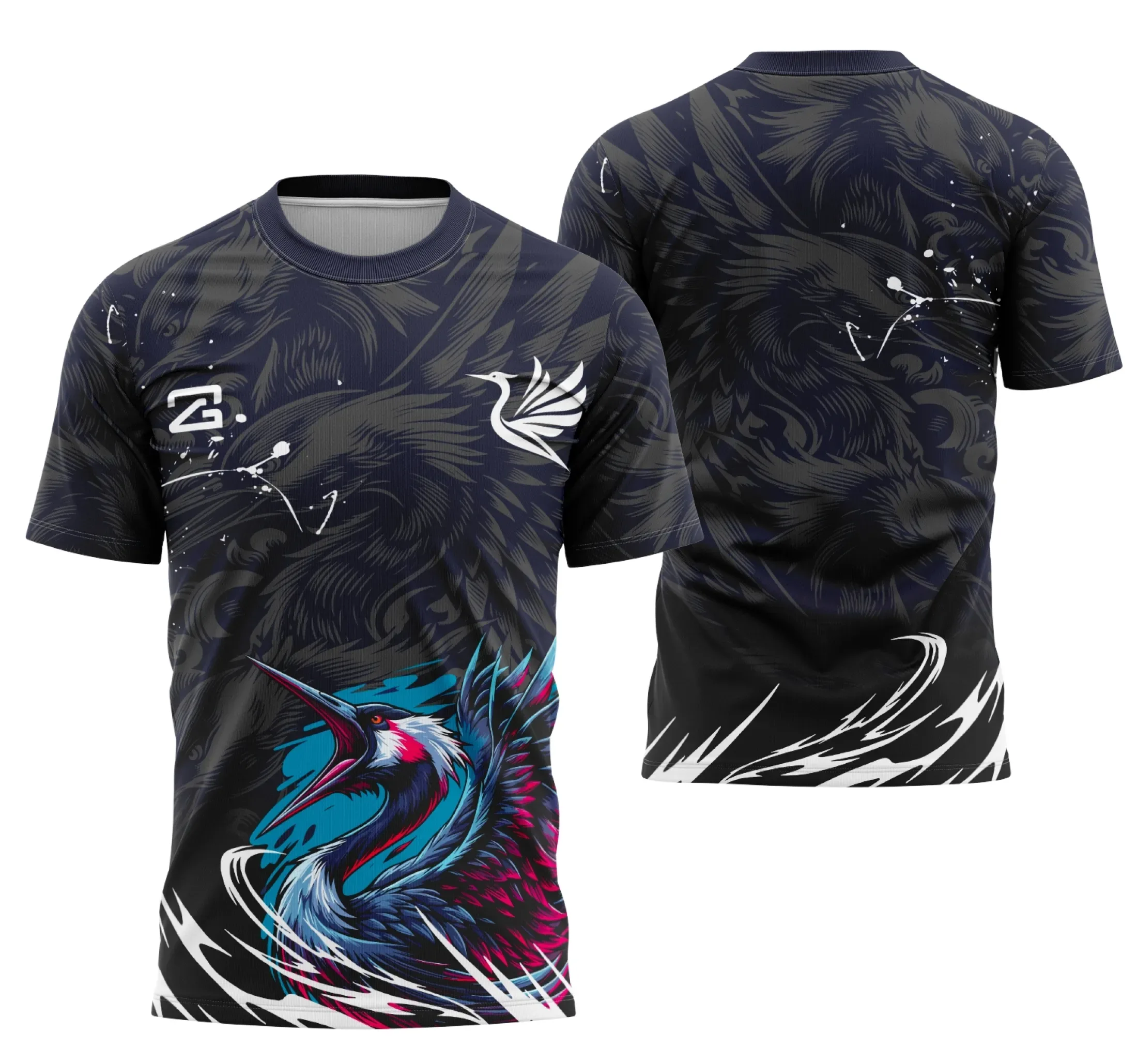 Camiseta unissex preta com logo no peito e estampa grande nas costas, tema Gruya Interclasse, ideal para eventos e ocasiões especiais.