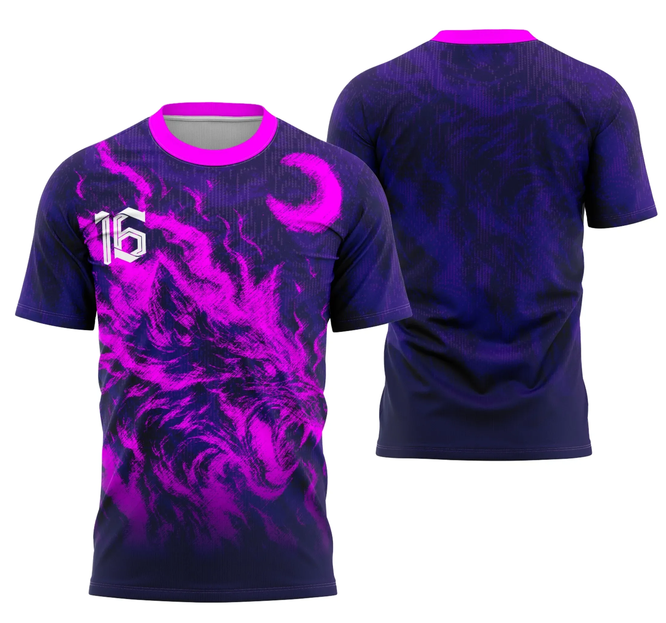 Camiseta unissex preta com logo no peito e estampa grande nas costas do tema Lobo Coleção Interclasse, ideal para eventos e uso casual.