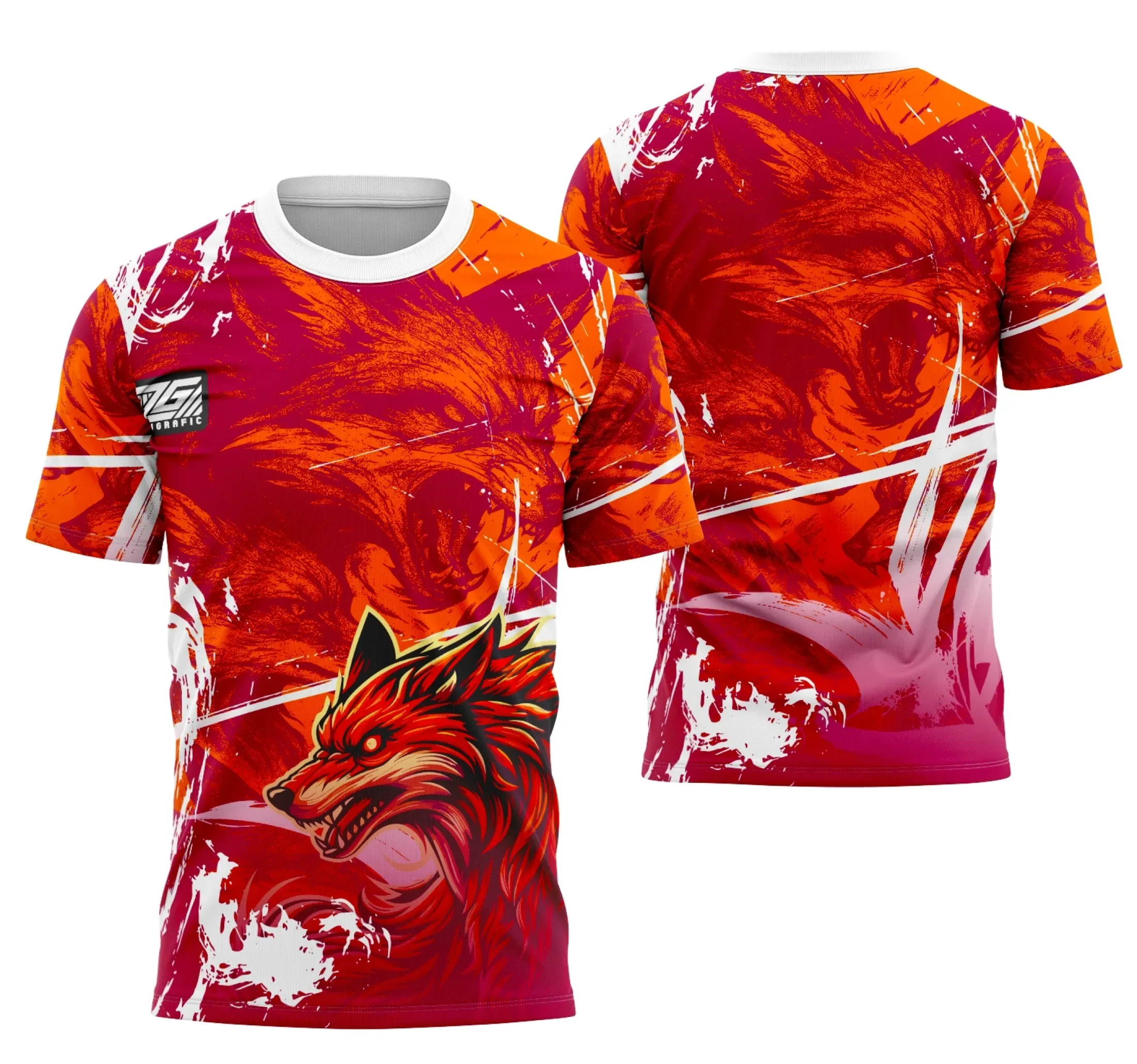 Camiseta unissex preta com logo no peito e estampa grande nas costas com tema Lobo Interclasse 2025, ideal para eventos escolares e times esportivos.