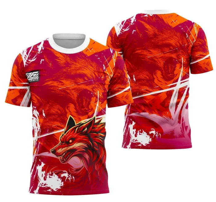 Camiseta unissex preta com logo no peito e estampa grande nas costas com tema Lobo Interclasse 2025, ideal para eventos escolares e times esportivos.