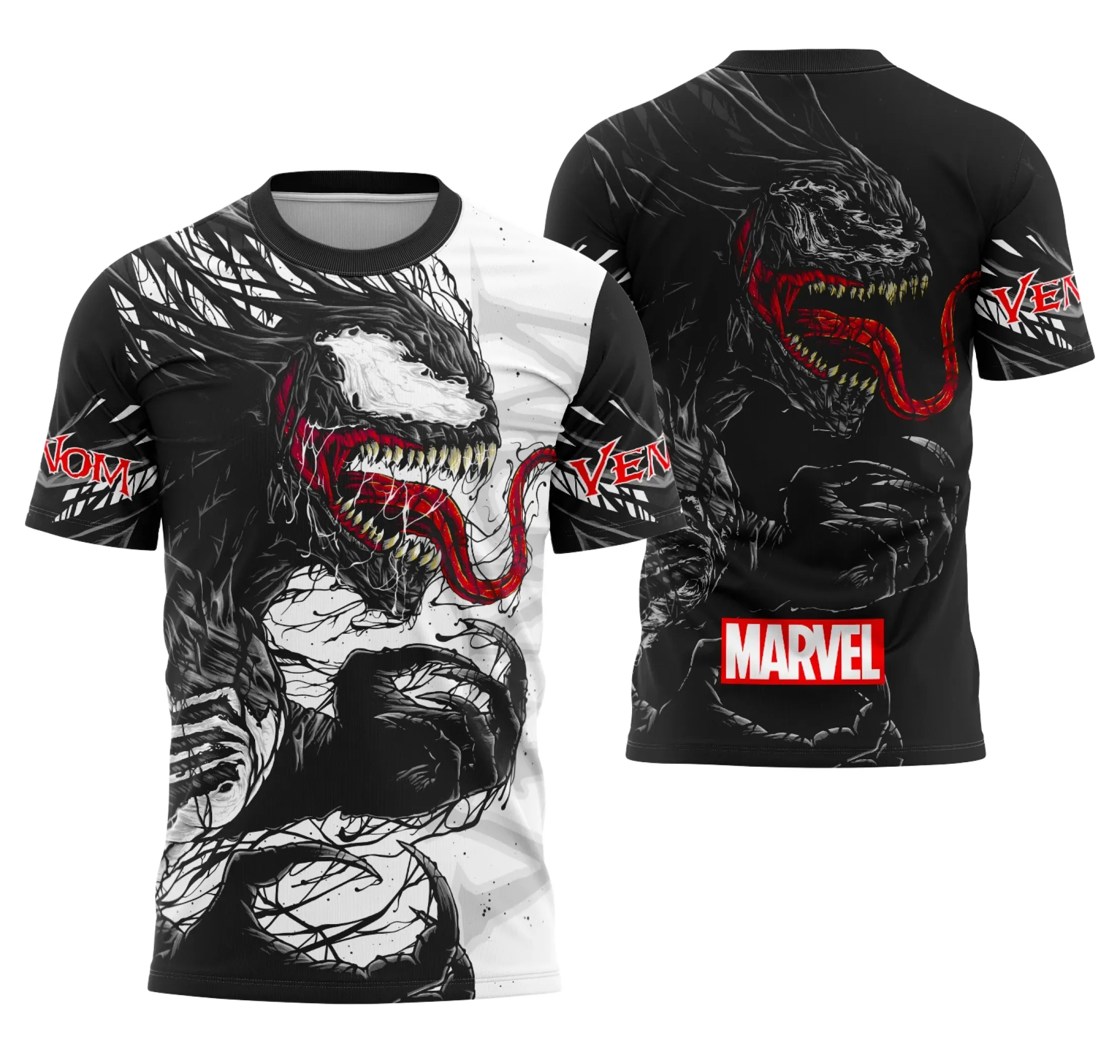 Camiseta preta unissex com logo no peito e estampa grande nas costas com tema de Venom Interclasse 2026, modelo moderno e confortável para uso casual e eventos especiais.