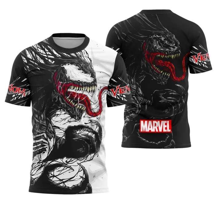 Camiseta preta unissex com logo no peito e estampa grande nas costas com tema de Venom Interclasse 2026, modelo moderno e confortável para uso casual e eventos especiais.