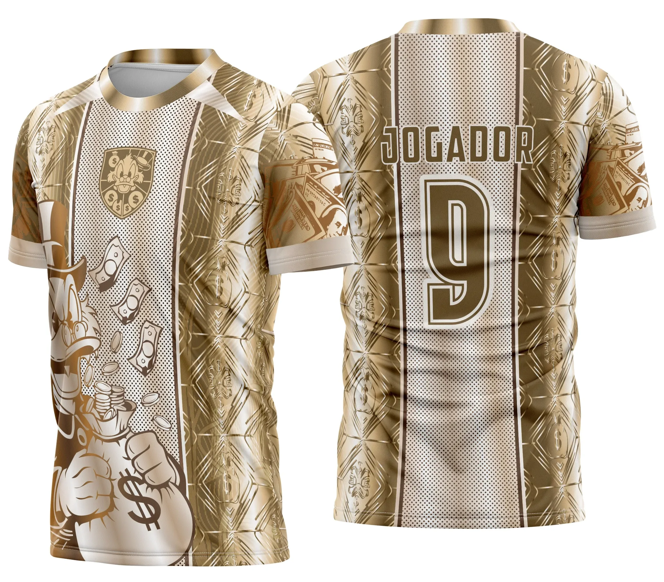 Camiseta unissex preta com logo no peito e estampa grande nas costas com tema de Interclasse Tio Patinhas Ouro, ideal para fãs da turma do Tio Patinhas.